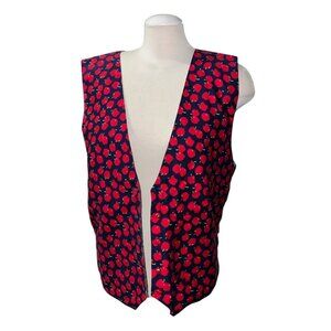 Vintage Apple Print Button-Up Vest Sz Large (Unsized) Womens  with Apple Buttons